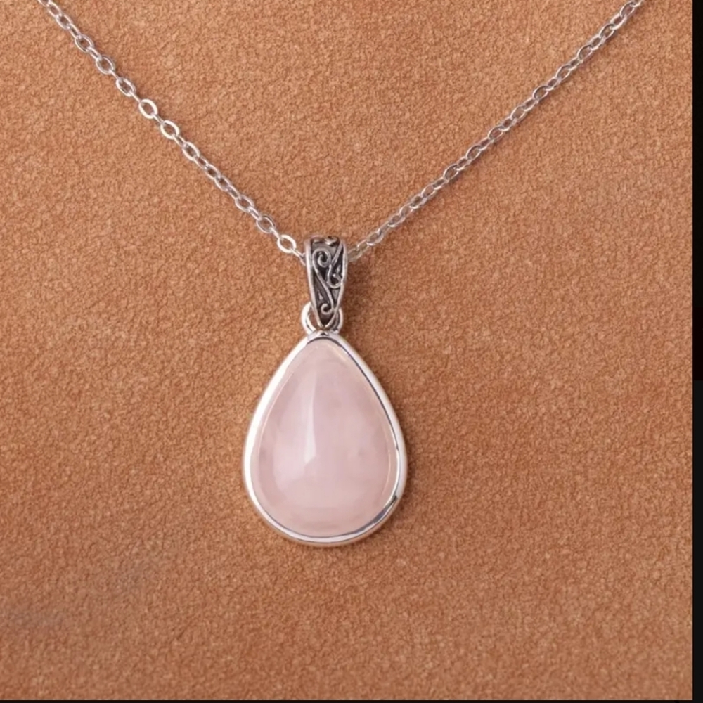 Natural Crystal Teardrop Necklace